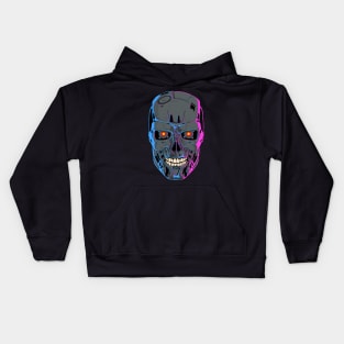 Terminator Skull - T-800- Pink and blue Kids Hoodie